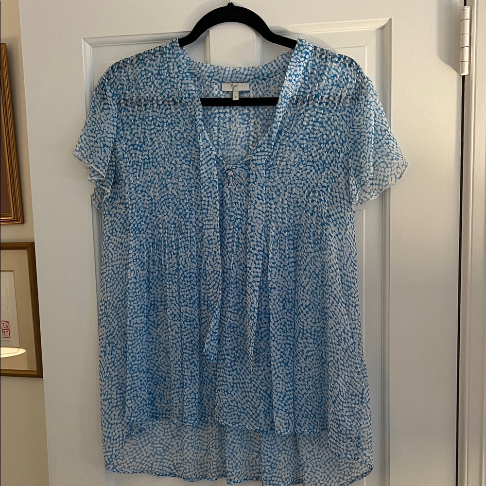 Joie Light Blue and White Patterned Blouse